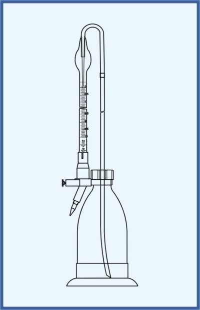 Automatische Bürette nach Schilling - mit Zubehör, Flasche 500 ml