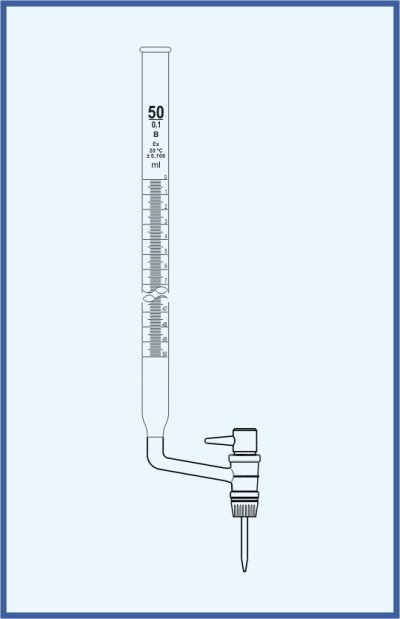 Bürette gerade Ausführung, QUALICOLOR - seitliches Küken - seitliches PTFE Küken, Klasse B