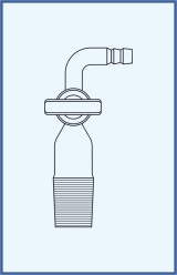 single way stopcock with SJ and bended hose connection, with glass key 14,5 mm