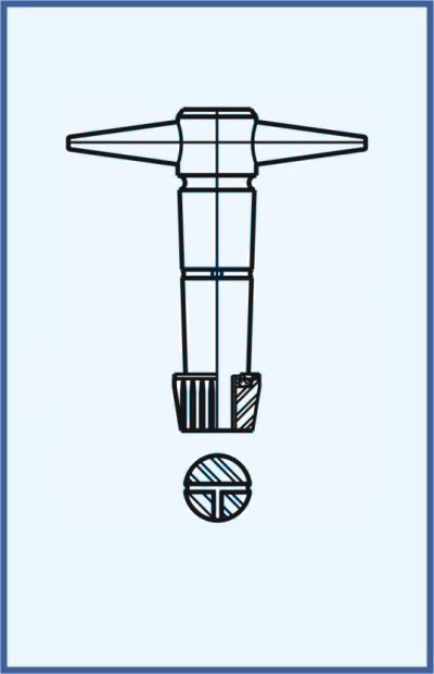 Kohouty, ventily a kladívka - teflonové kladívko s trojcestným vrtáním pro trojcestné kohouty vč. O kroužku, matky a podložky