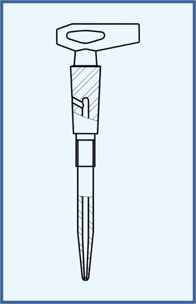 Stopcocks, valve and keys - stopcock key - lateral, grounded, with tip - without accessories