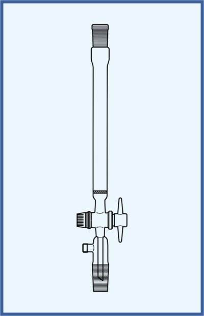 Chromatografická kolona - s fritou (porozita 0), s NZ zábrusem, s kohoutem s teflonovým kladívkem a jádrem s GL 18