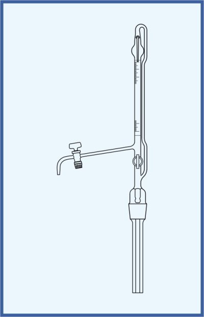 Automatic burettes according to Pellet - with stopcock, QUALICOLOR - with intermediate stopcock, glass key, with Schellbach stripe, class B