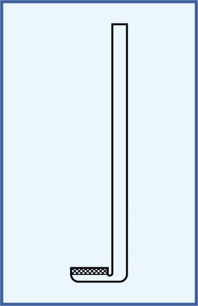 Gas distribution tube - laterally fused-on bowl with filter disc