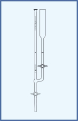 with straight stopcock, PTFE key, with intermediate stopcock with PTFE key, with Schellbach stripe, class AS