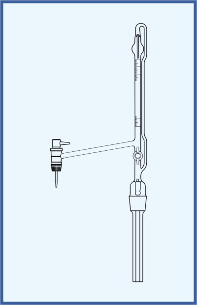 Automatische Bürette nach Pellet - seitliches Küken, QUALICOLOR - seitliches PTFE Küken, mit Umlaufhahn mit PTFE-Küken, Klasse AS