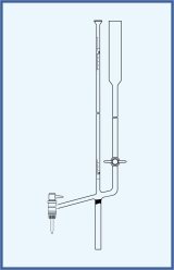 lateral stopcock, lateral PTFE key, with intermediate stopcock with PTFE key, with Schellbach stripe, class AS