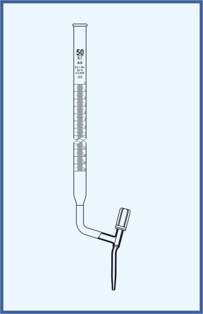 Bürette gerade Ausführung, QUALICOLOR - mit seitlichem PTFE-Ventil - Klasse AS