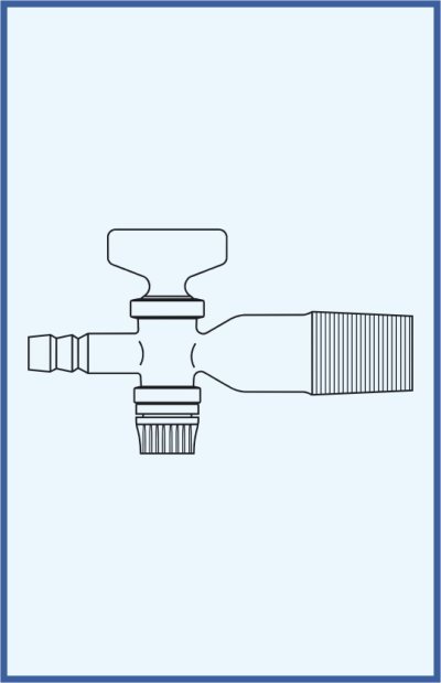 Stopcocks, valve and keys - single way stopcock with SJ and straight hose connection, with glass key, 14,5 mm