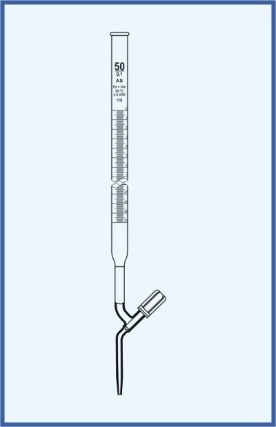 Burettes straight form, QUALICOLOR - with straight PTFE valve - class AS