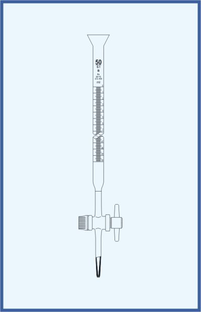 Burettes with conical cup, QUALICOLOR - with straight stopcock - PTFE key, class B