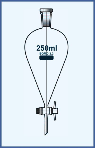 Funnels separatory conical acc. to Squibb - with SJ stopper and teflon SJ stopcock