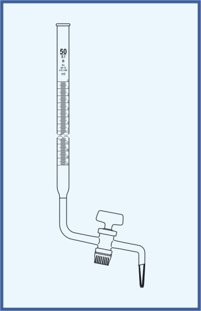 Burettes straight form, QUALICOLOR - with lateral stopcock - glass key, class B