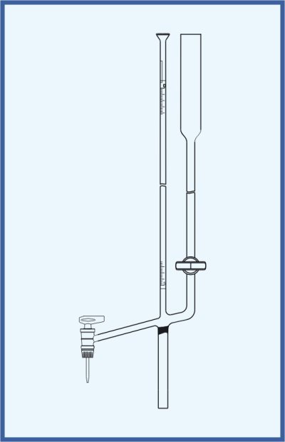 Mikrobürette nach Bang - mit seitlichem Hahn, seitliches Glas-Küken, mit Umlaufhahn mit Glas-Küken, mit Schellbach-Streifen, Klasse AS