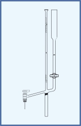 with lateral stopcock, lateral glass key, with intermediate stopcock with glass key, with Schellbach stripe, class AS