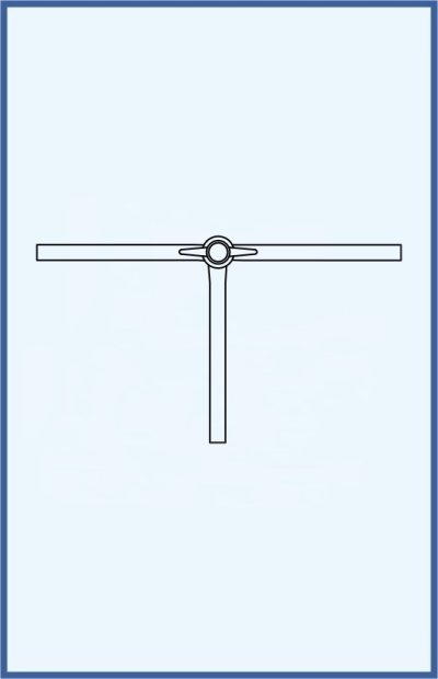 Stopcocks, valve and keys - 3 - way stopcock, complete with PTFE key, T - bore