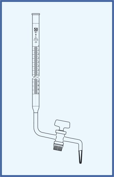 Burettes straight form, QUALICOLOR - with lateral stopcock - glass key, with Schellbach stripe, class B