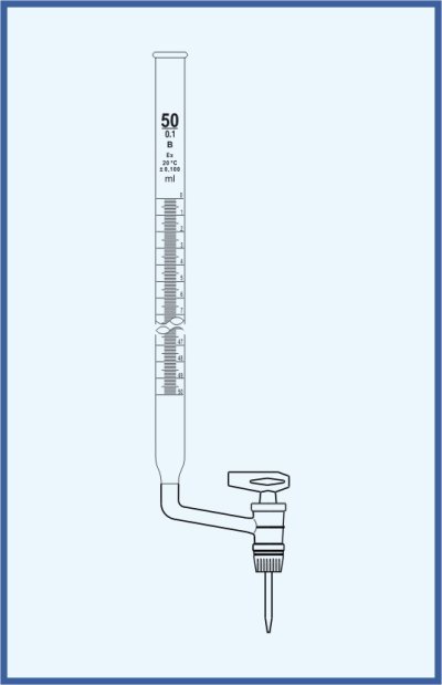 Burettes straight form, QUALICOLOR - lateral key - lateral glass key, class B